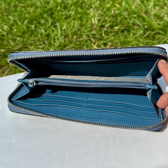 MICHAEL Michael Kors Jet Set Blue & Black Python Snake Large Zip Around Wallet - Picture 8 of 12